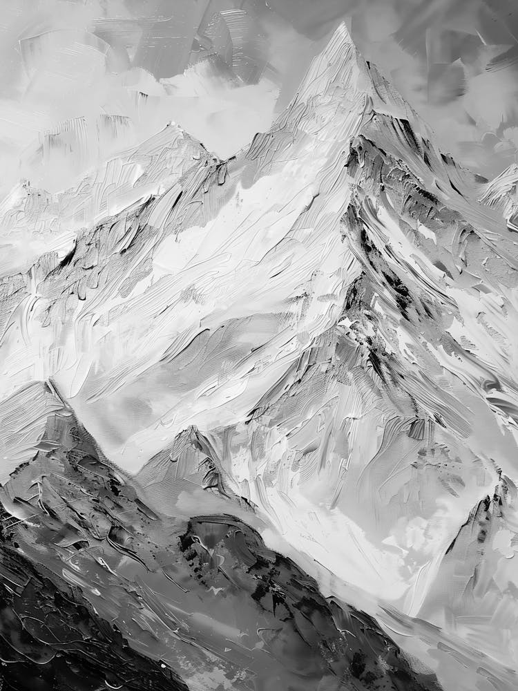 Black And White Mountain Painting