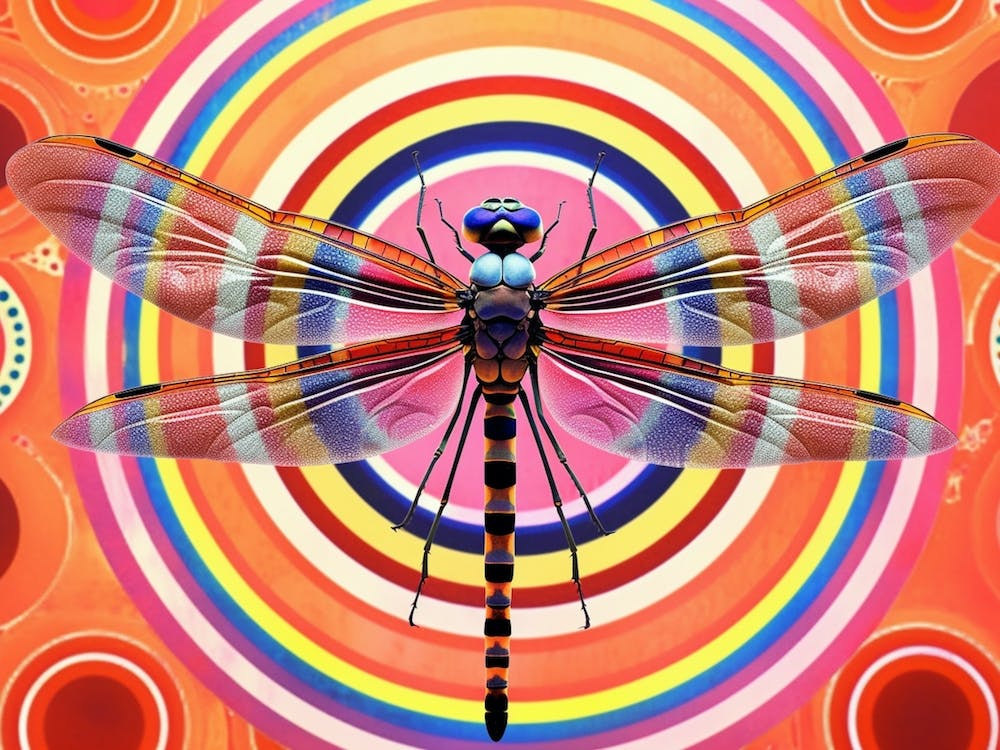 Dragonfly Wandering Gilder Retro Style 1