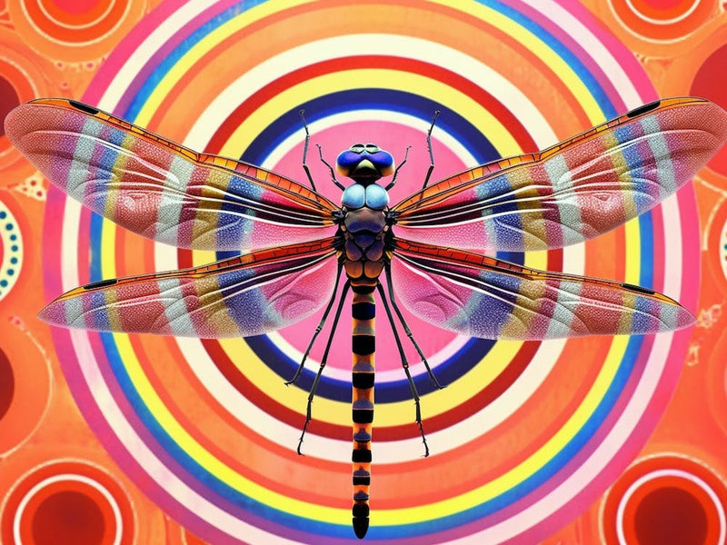 Dragonfly Wandering Gilder Retro Style 1