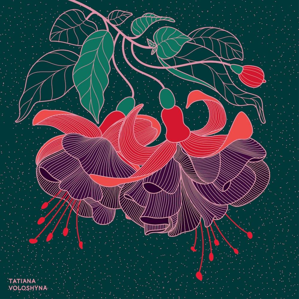 Fuchsia Flower Square