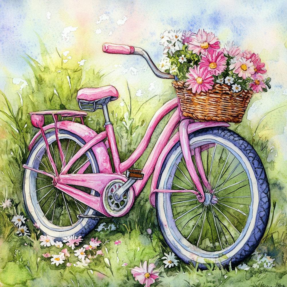 Vélo Rose Aux Fleurs