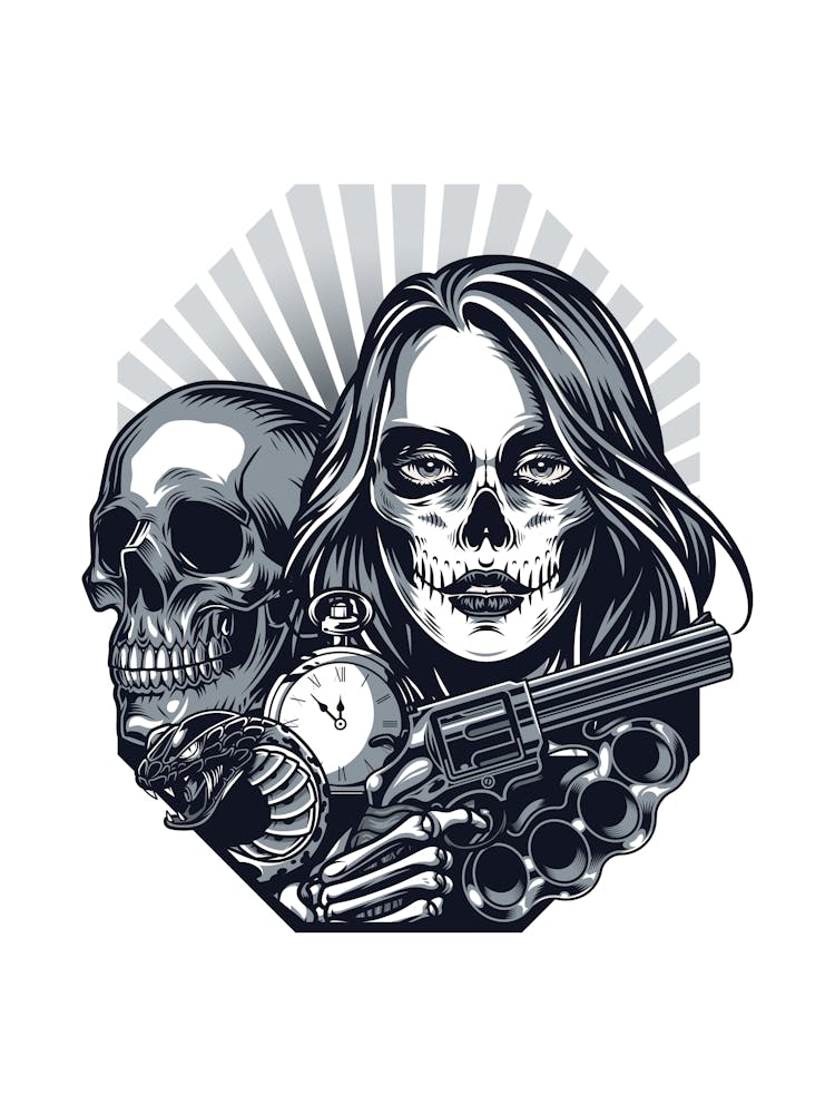 Vintage Skeleton Print Trendy Halloween Wall Art 02