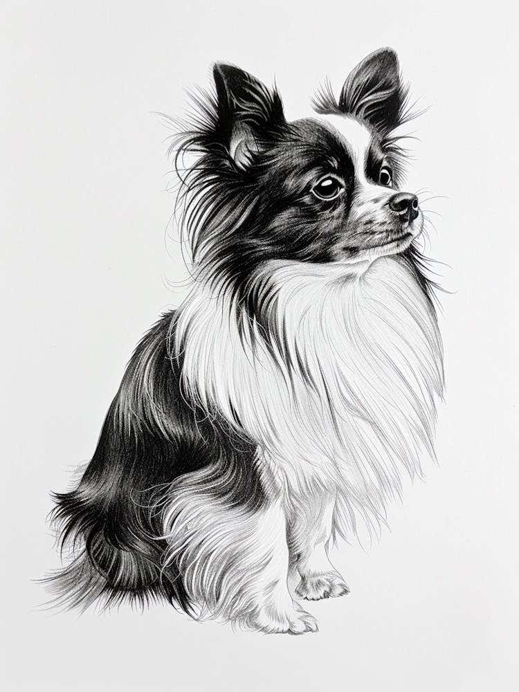 Papillon Dog Line Sketch 2