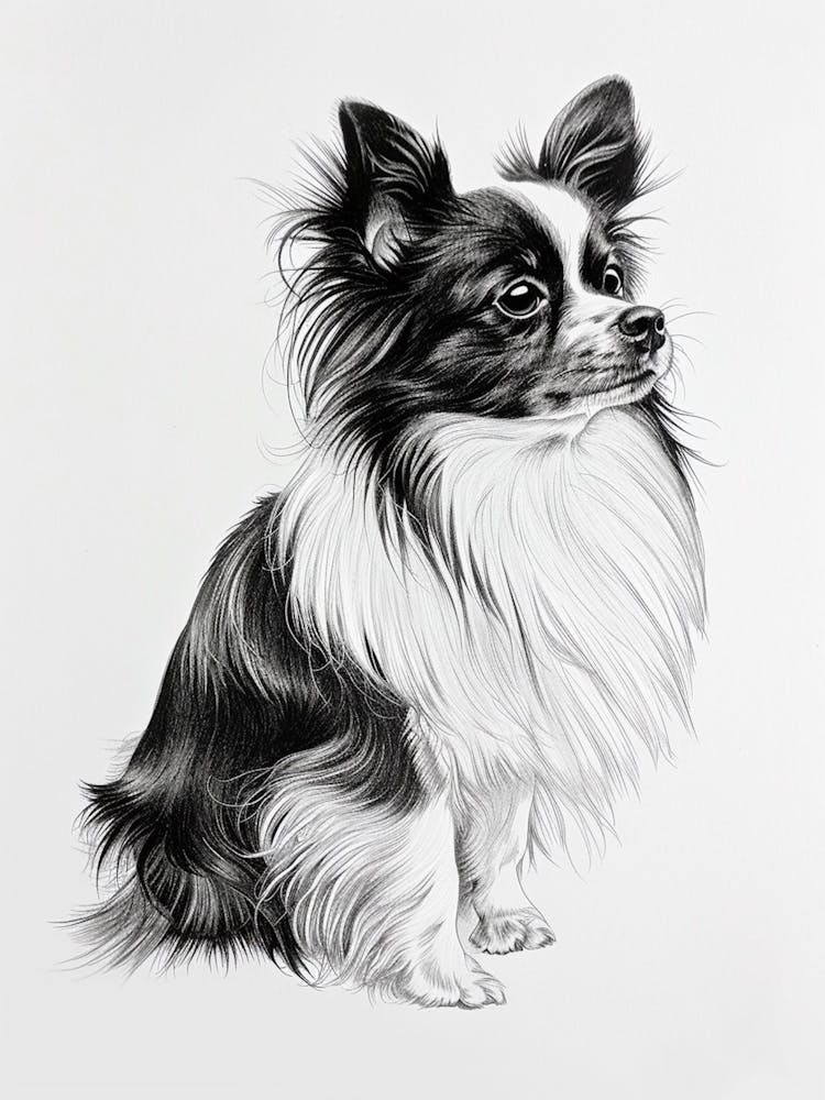 Papillon Dog Line Sketch 2