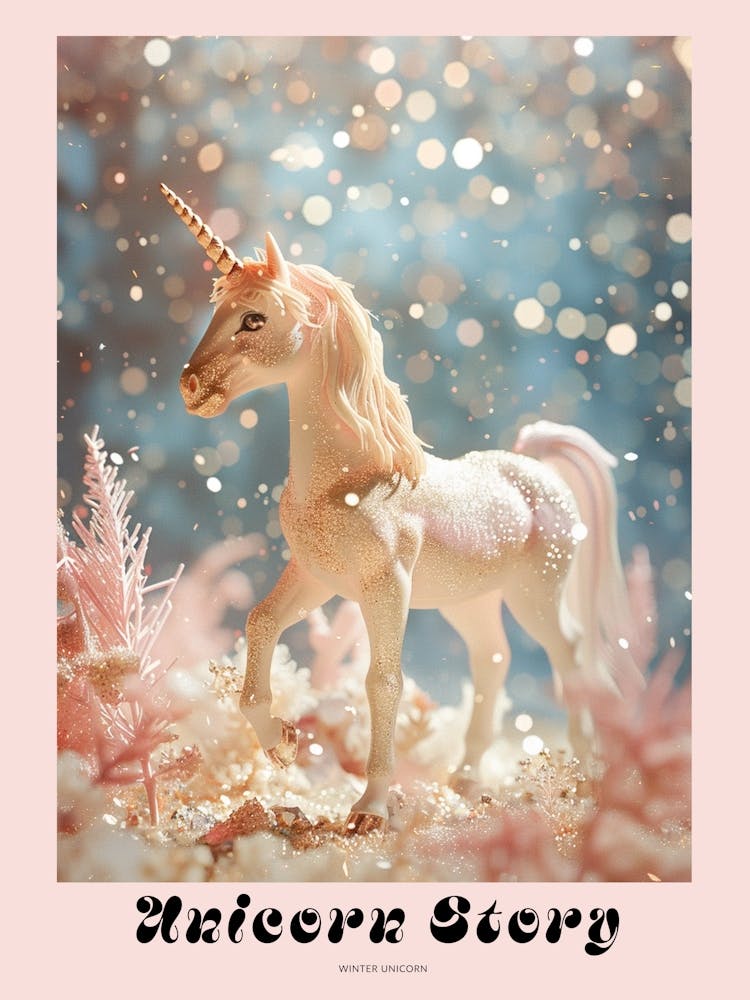 Spielzeug Glitzer Einhorn Winterszene Poster