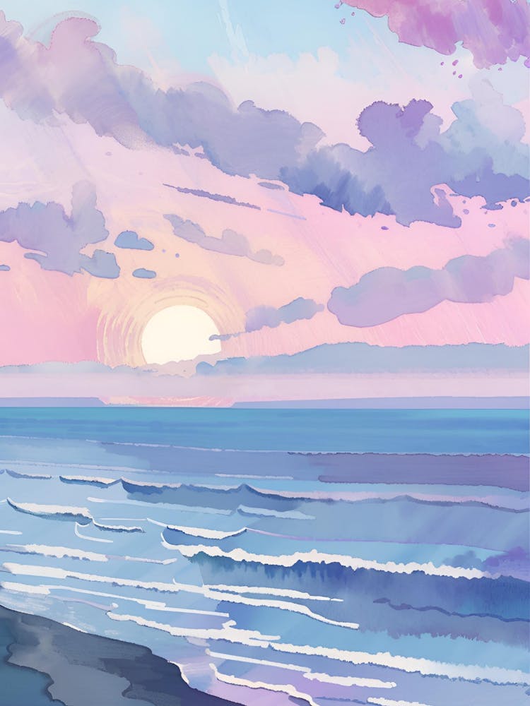Watercolor Sunset Painting
