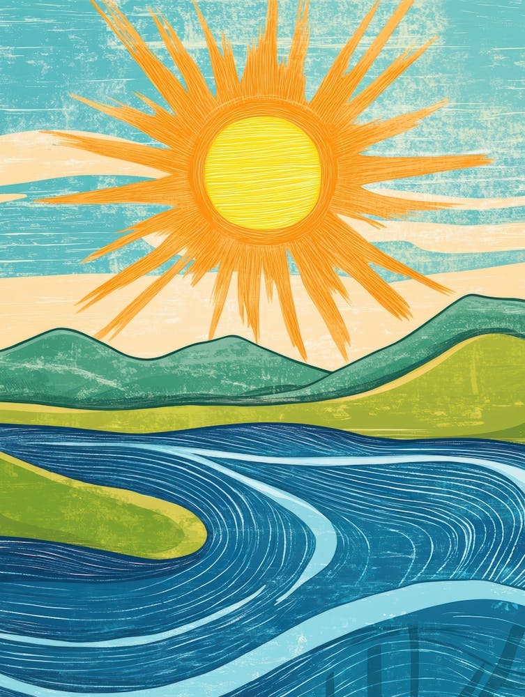 Sonne über dem Fluss