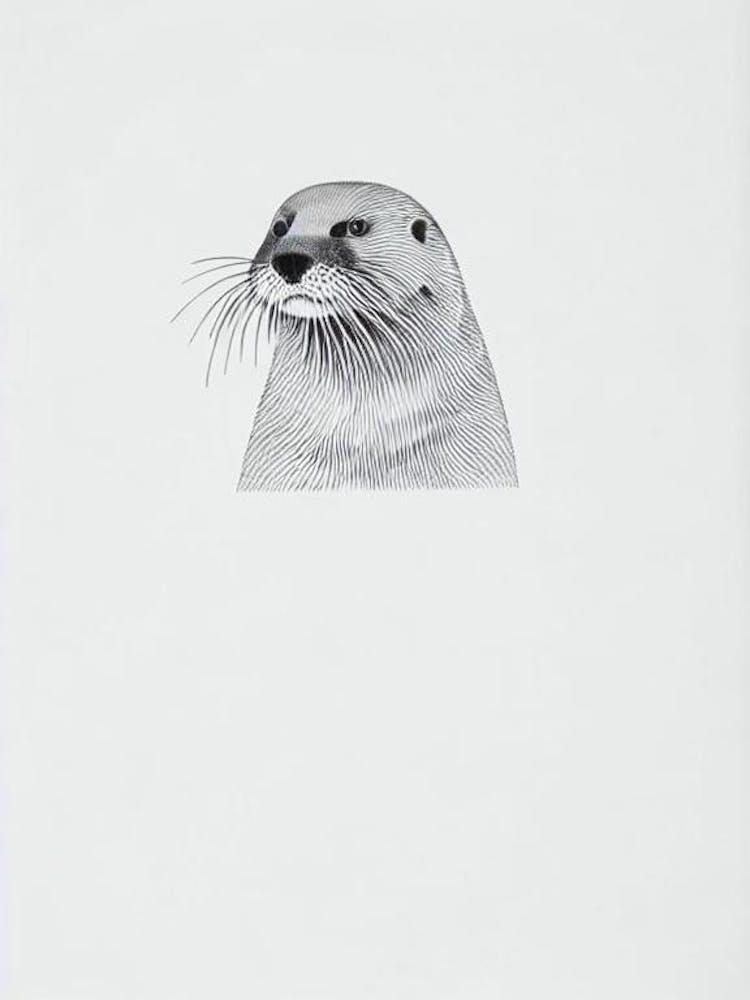 River Otter Black & White Drawing