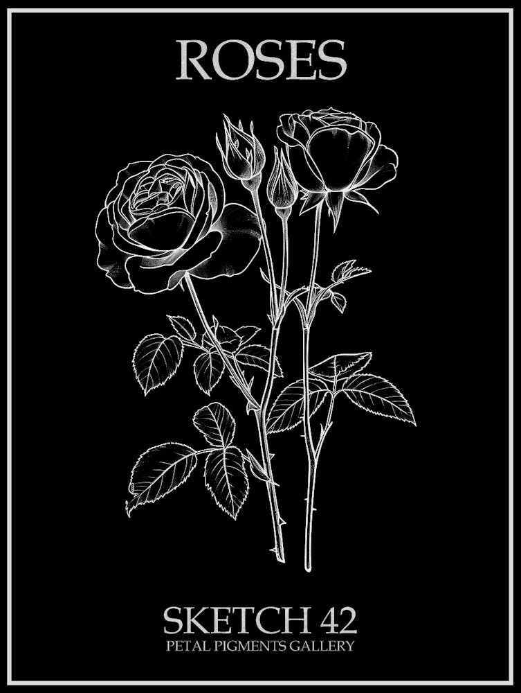 Roses Sketch 42 Poster Inverted
