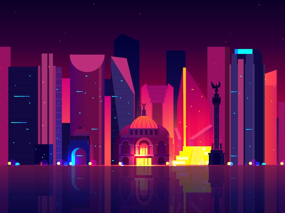 Synthwave Neon City - Mexico [synthwave/vaporwave/cyberpunk] — aesthetic poster, retrowave poster, neon poster
