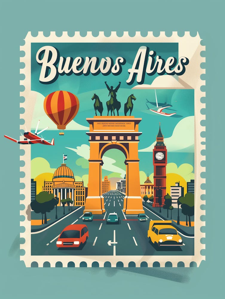 Nzme8932 Create A Minimalistic Postage Stamp Of Buenos Aires
