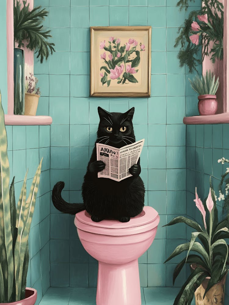 Cat On The Toilet 
