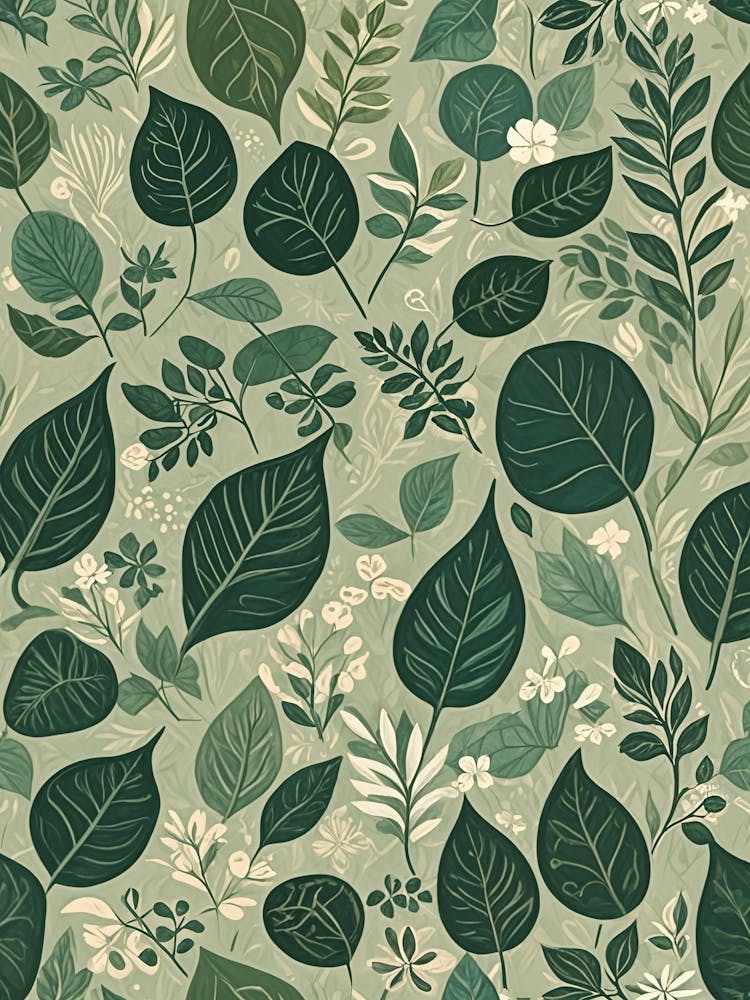 Pattern With Green Leaves