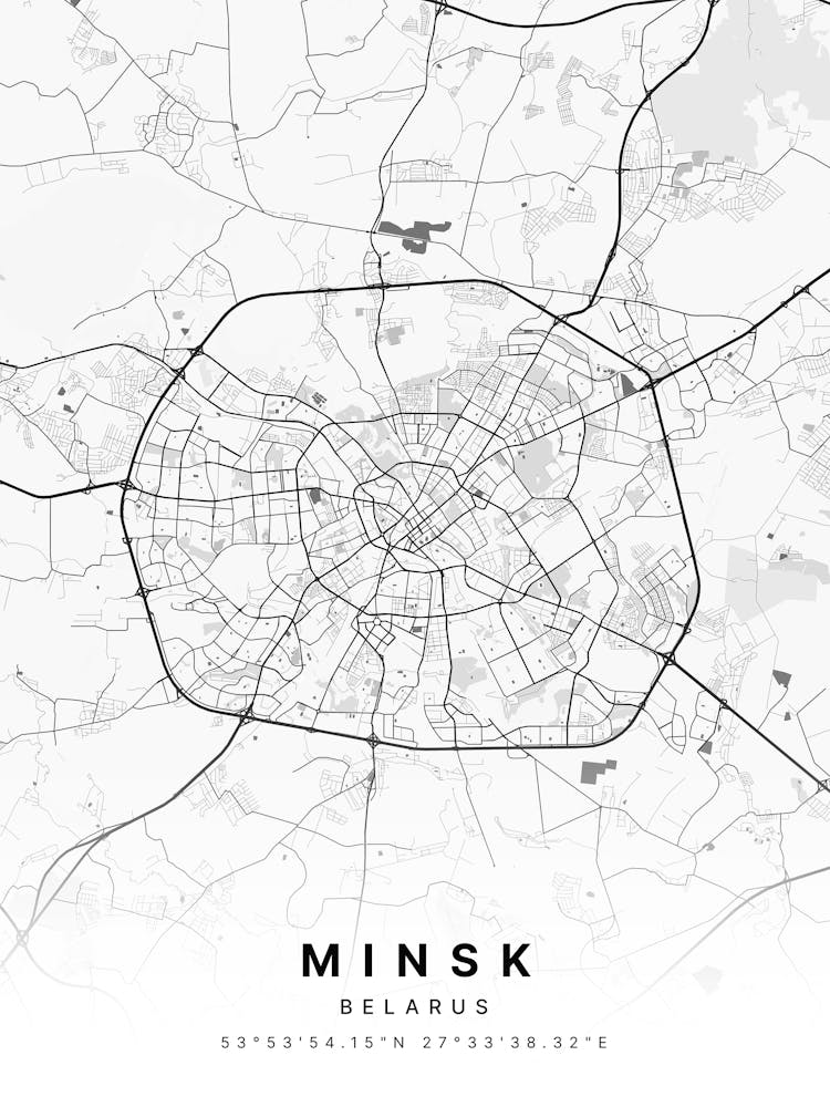 Minsk Belarus White Map