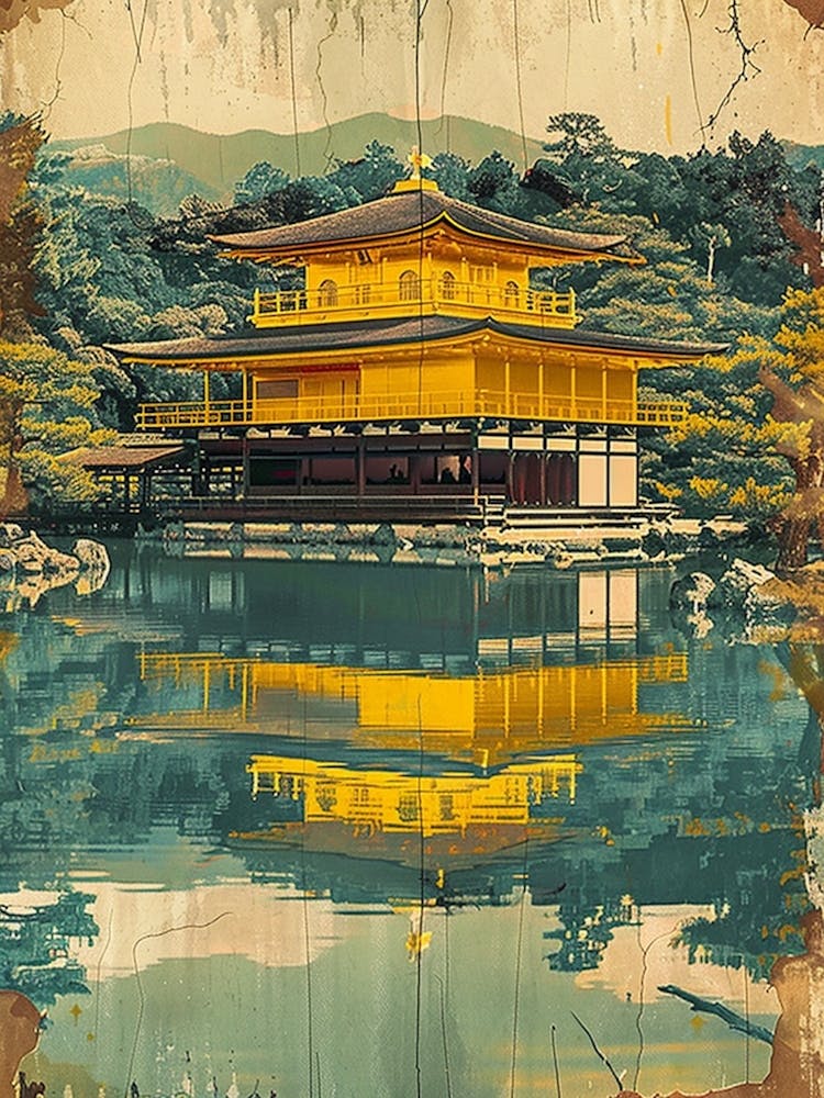 Kinkaku Ji Golden Pavilion In Kyoto Mid Century Modern 3