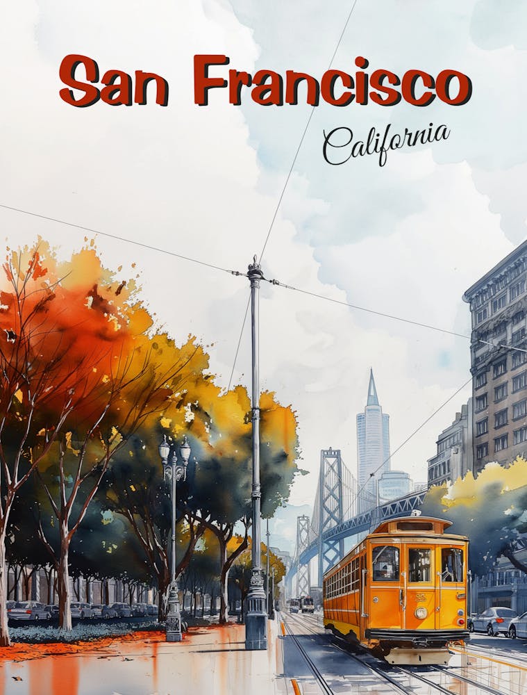 San Francisco, California Vintage Travel Poster