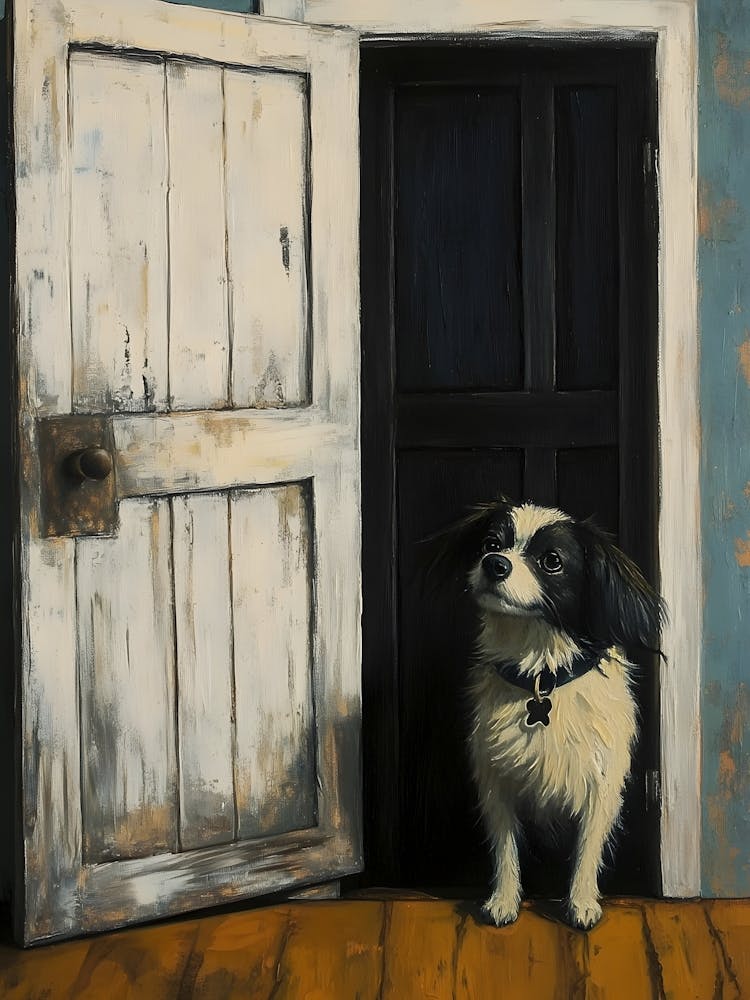 Dark Gothic Dog In The Doorway