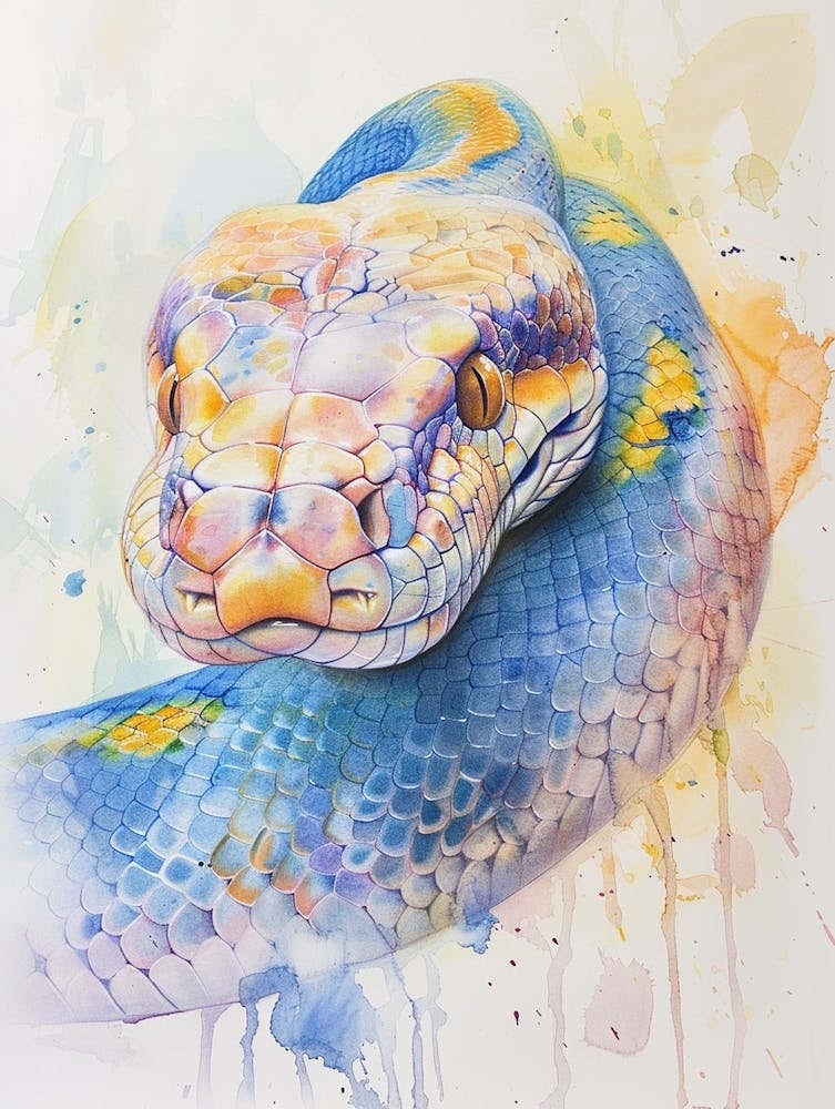 Snake Pastel Watercolour 3