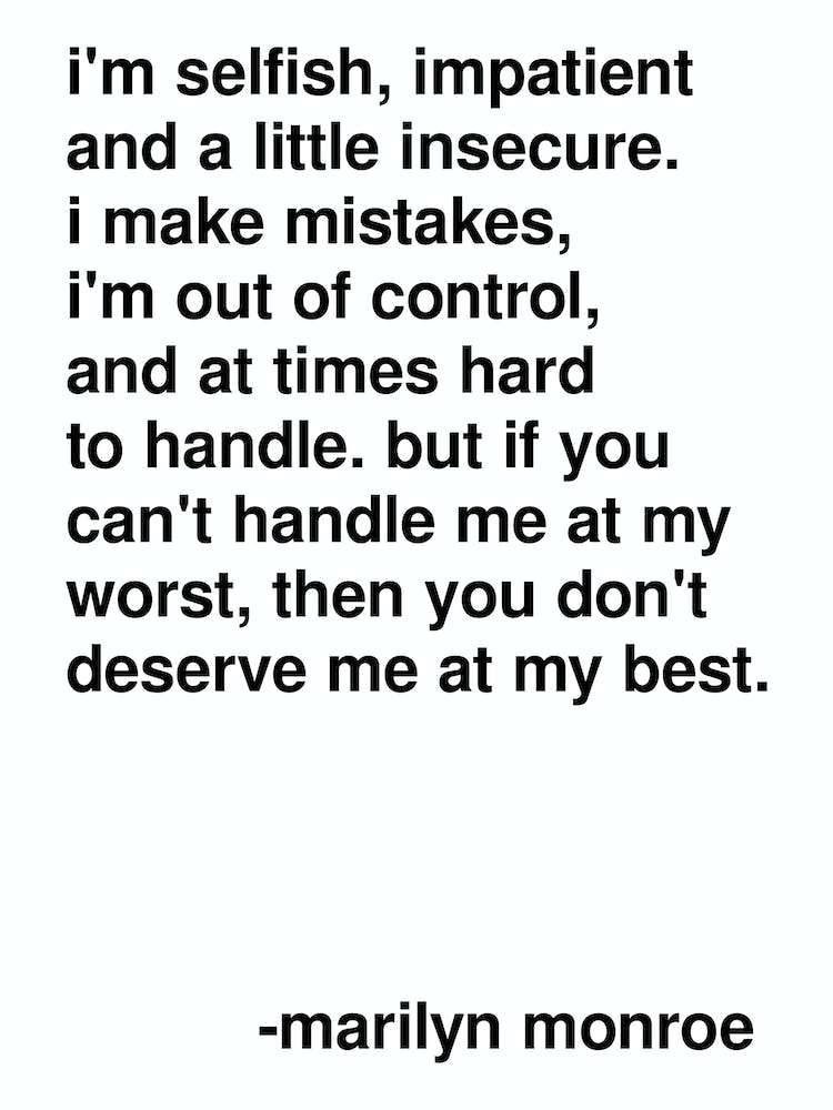 Selfish Marilyn Monroe Quote In White