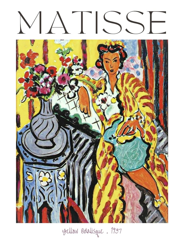 Henri Matisse The Yellow Odalisque 1937 in HD Abstract Impressionism Vibrant Colorful Walls Labelled Original Remastered High Resolution