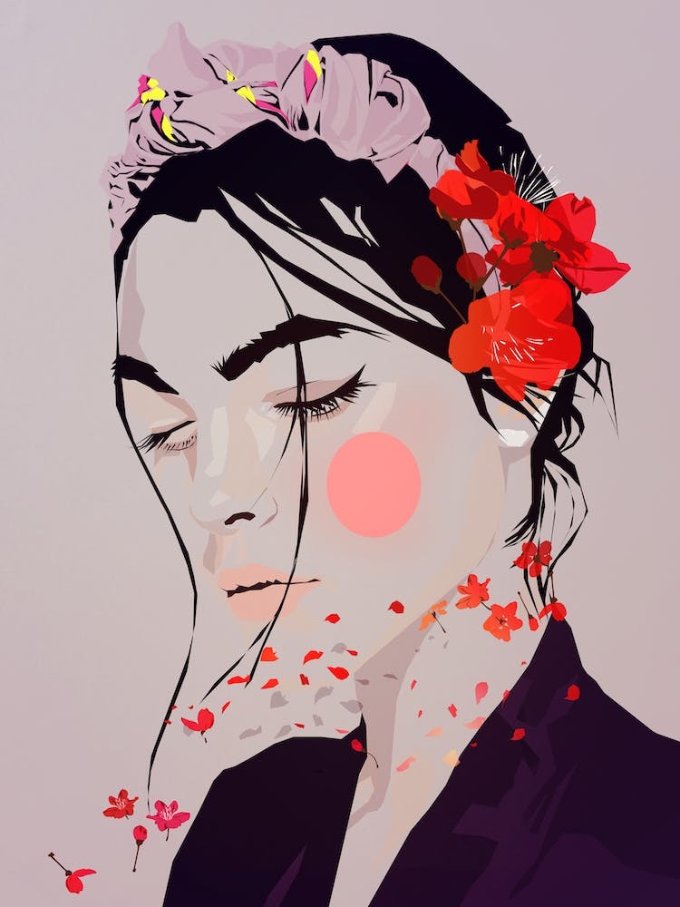 Rotes Blumen-Stimmungsporträt