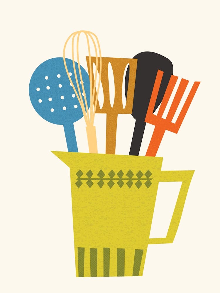 Impression Ustensiles de Cuisine Mid-Century Moderne