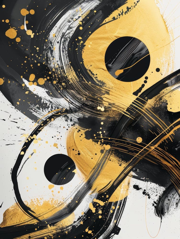 Abstract Black And Yellow Painting 1