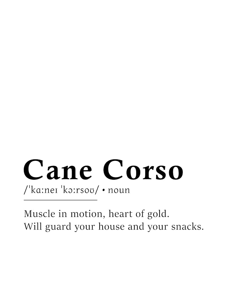 Cane Corso Definition Poster - Dictionary Art Print by Fy!