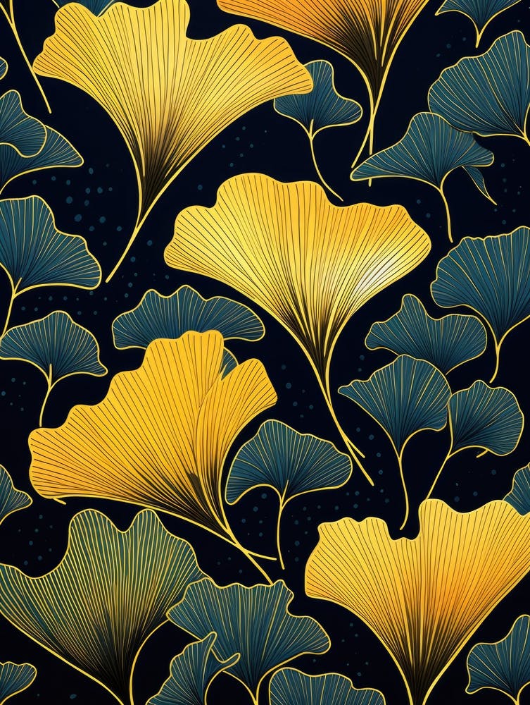 Ginkgo Leaves Seamless Pattern 2