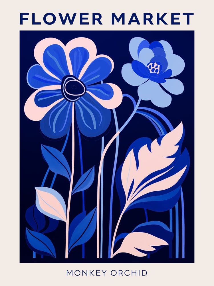 Blue Flower Market Poster Monkey Orchid 3