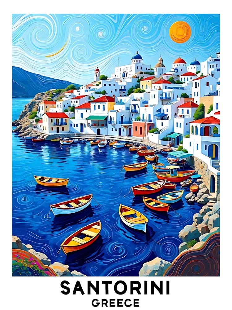 Santorini - Greece Vintage Travel Poster 48