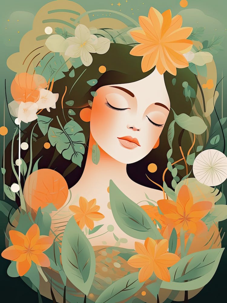 Bloom Body Woman Portrait Orange Tones 2