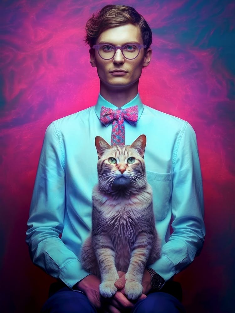 Portrait Of A Man With A Cat