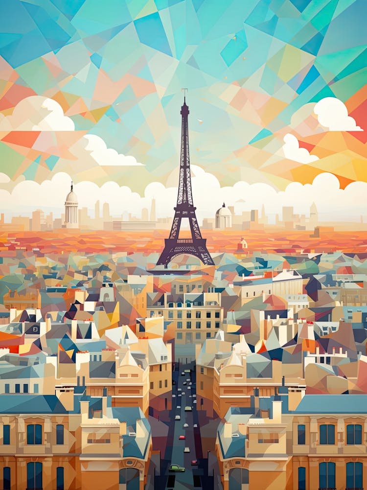 Paris, France, Geometric Illustration 4