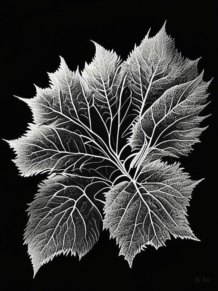 Shiso Leaf Linocut 1
