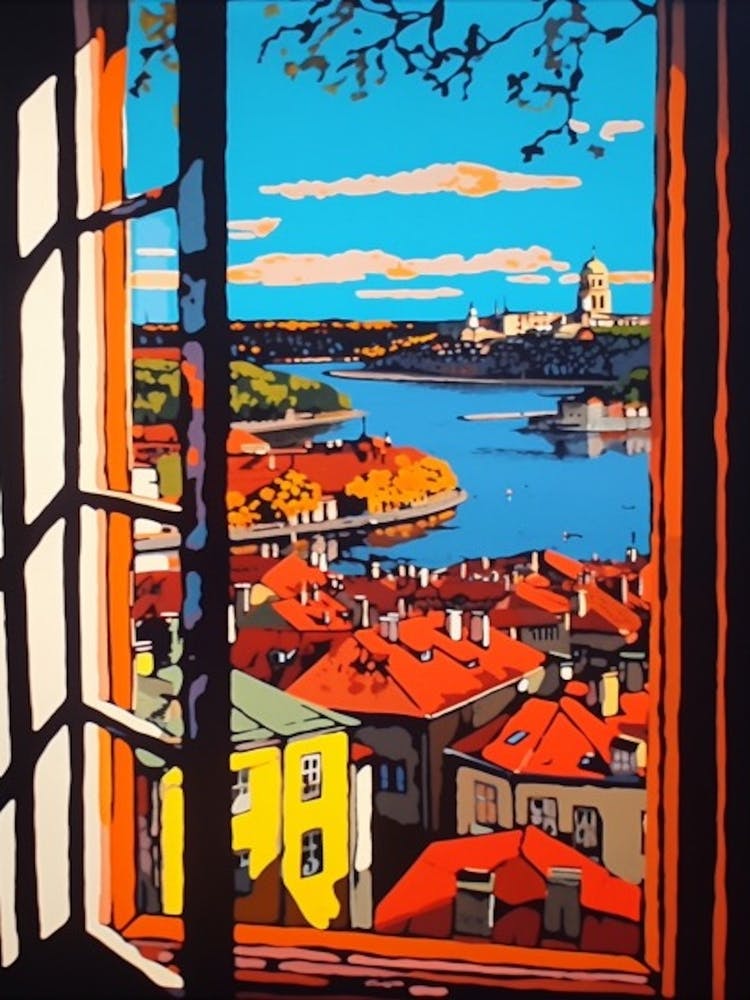 Window View Of Stockholm Sweden In The Style Of Pop Art 2