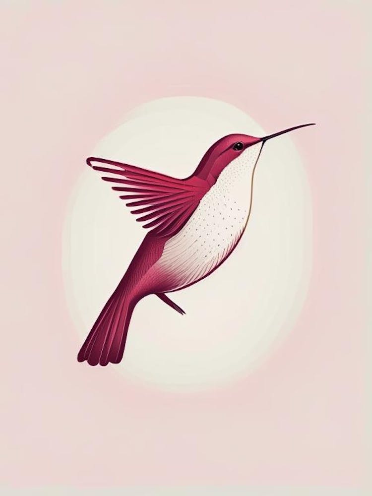 Ruby Throated Hummingbird Retro Minimal