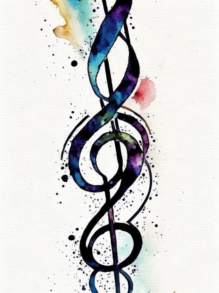 Treble Clef Symbol 1 Minimal Watercolour