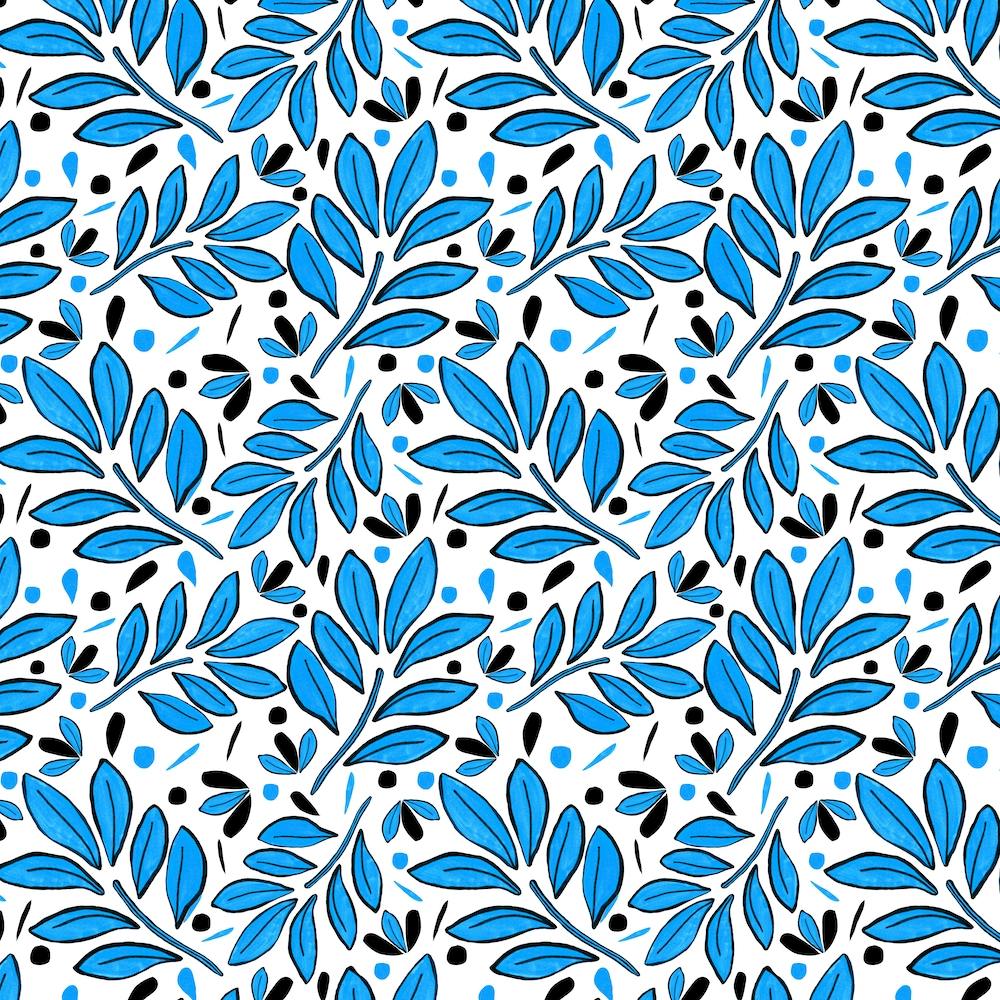 Lushy Leaves Blue Black