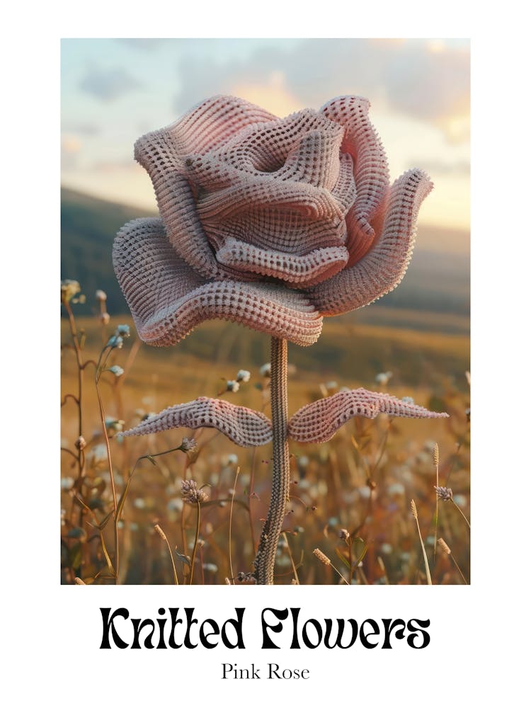 Gestrickte Blumen Rosa Rose 5