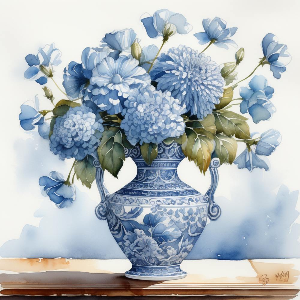Blaue Blumenvase