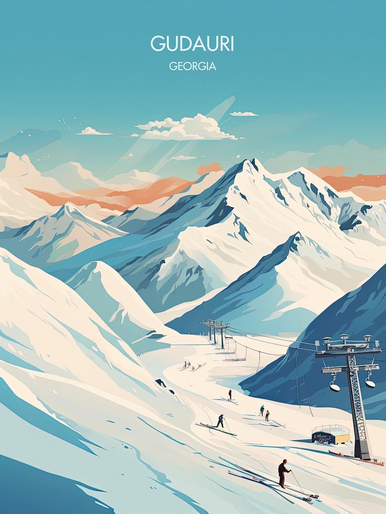 Poster Of Gudauri   Georgia, Ski Resort Illustration 0