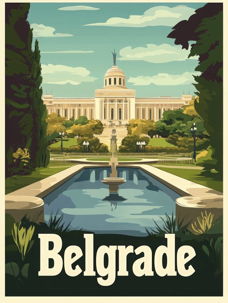 Aihrgdesign Ein Mid-Century Modern Reiseposter für Belgrade 1