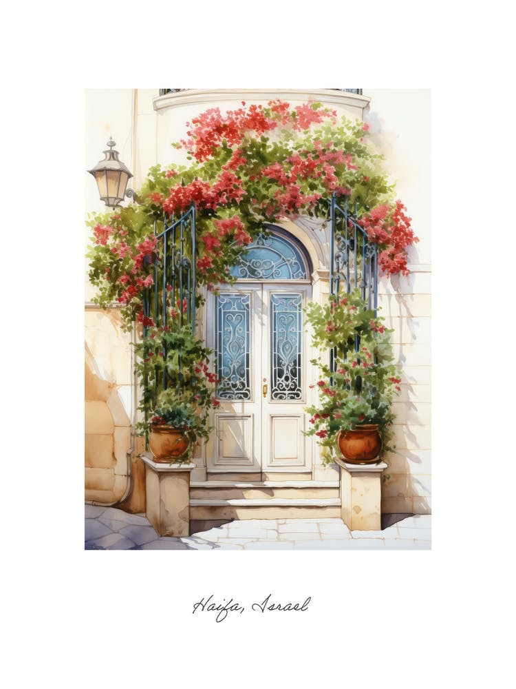 Haifa, Israel   Mediterranean Doors Watercolour Painting 2 Poster