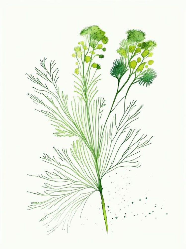 Dill Herb Minimalist Watercolour 1
