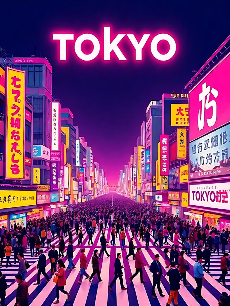 Tokyo Japan Vintage Digital Travel Poster 21