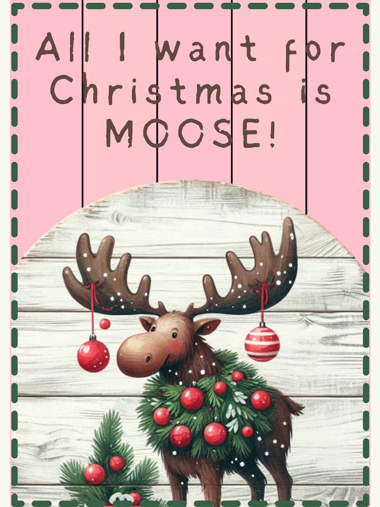 Cute Christmas Moose Pink