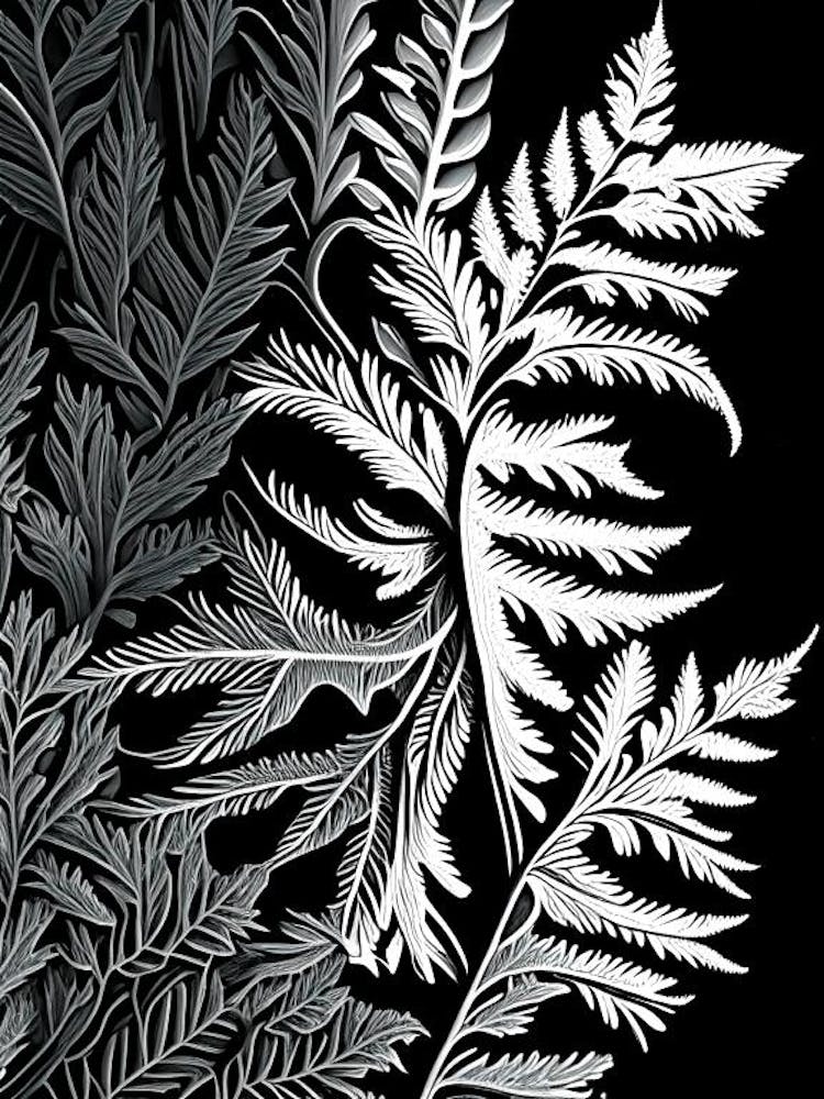 Hemlock Needle Leaf Linocut 3