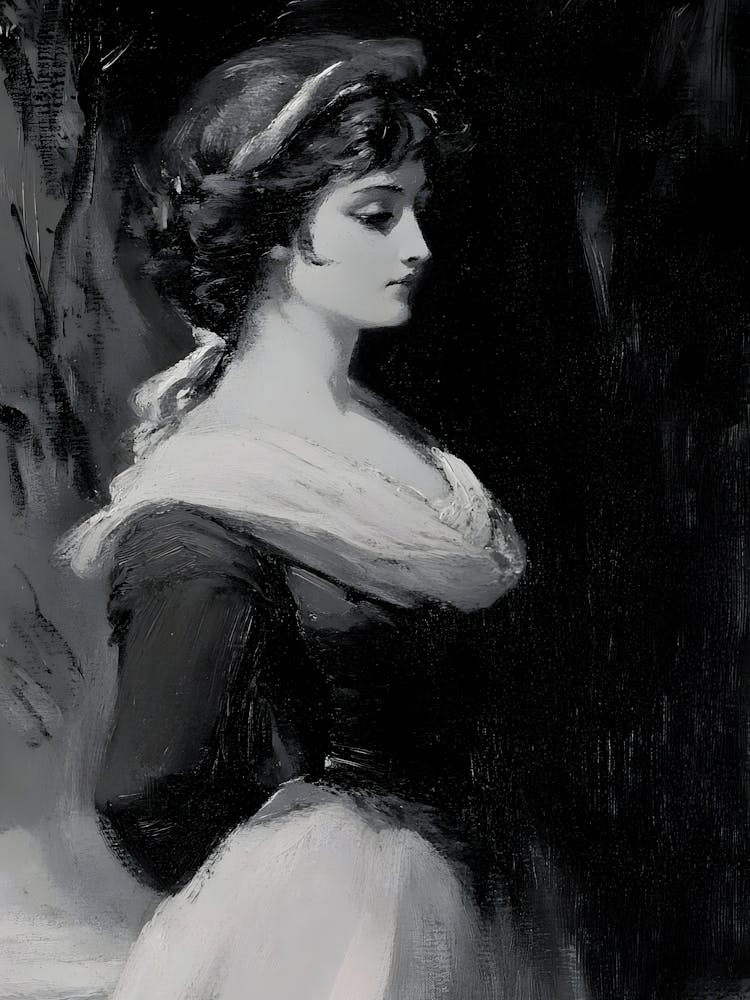 Dark Gothic Lady In Black And White