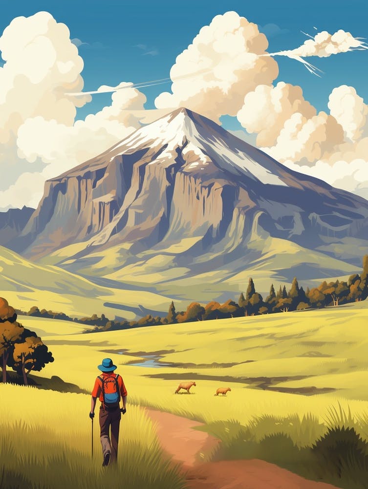 Cotopaxi National Park Ecuador 3 Vintage Travel Illustration